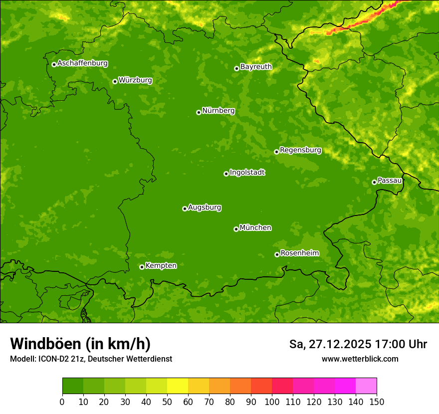 Modellkarten Windgeschwindigkeit