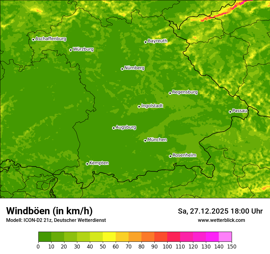 Modellkarten Windgeschwindigkeit