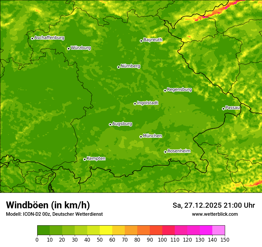 Modellkarten Windgeschwindigkeit