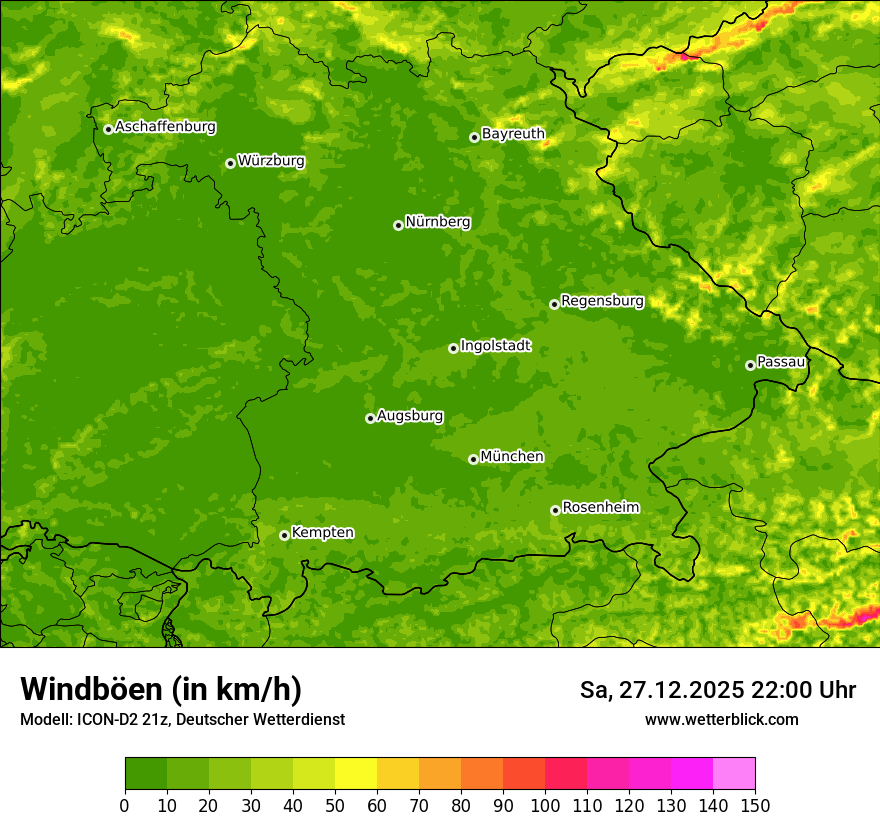 Modellkarten Windgeschwindigkeit