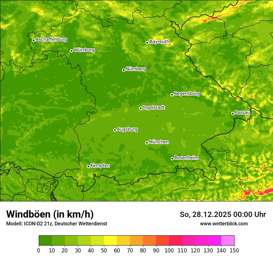 Modellkarten Windgeschwindigkeit