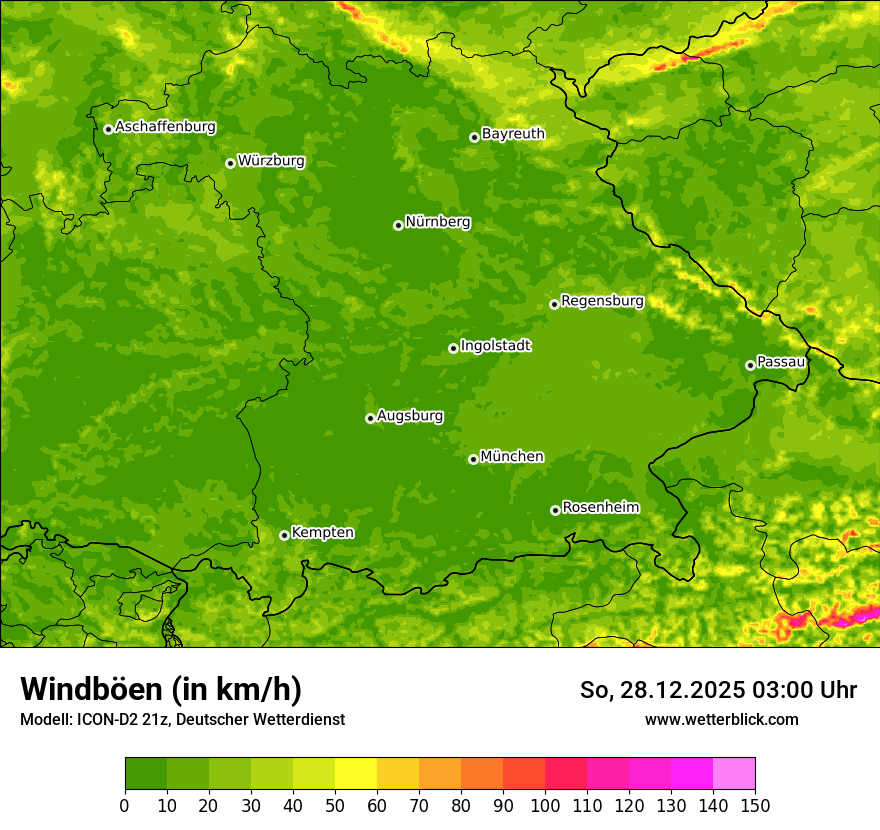 Modellkarten Windgeschwindigkeit