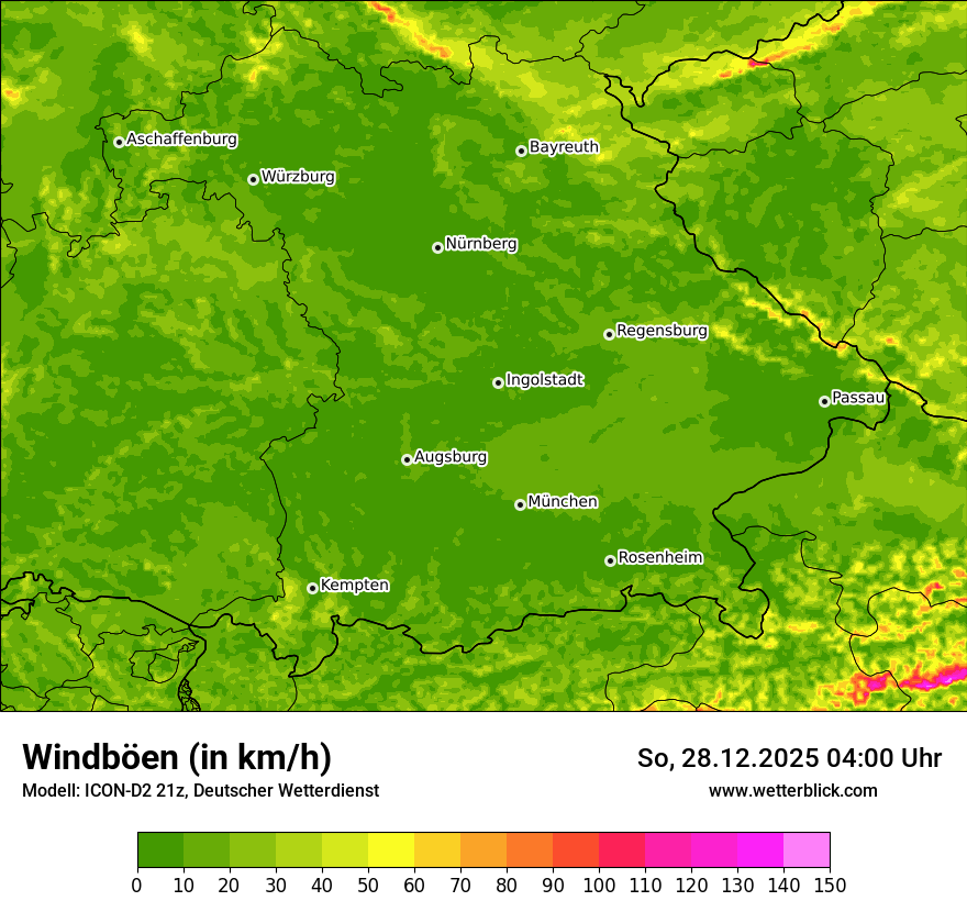 Modellkarten Windgeschwindigkeit