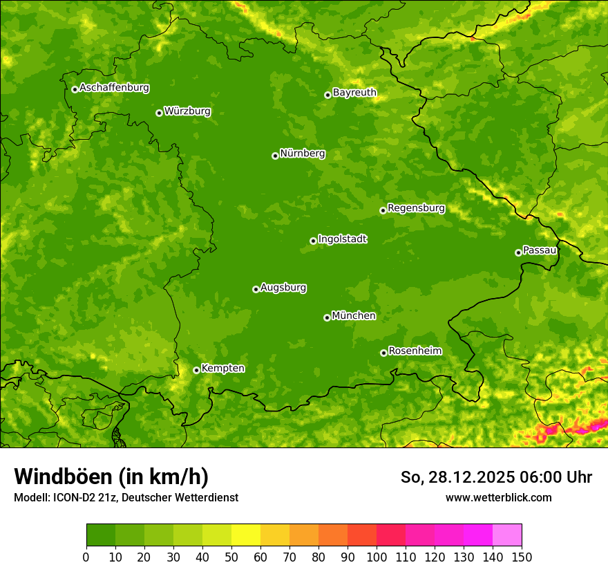 Modellkarten Windgeschwindigkeit