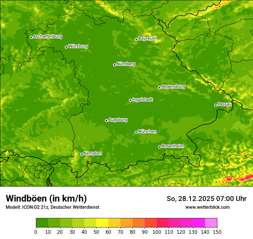 Modellkarten Windgeschwindigkeit