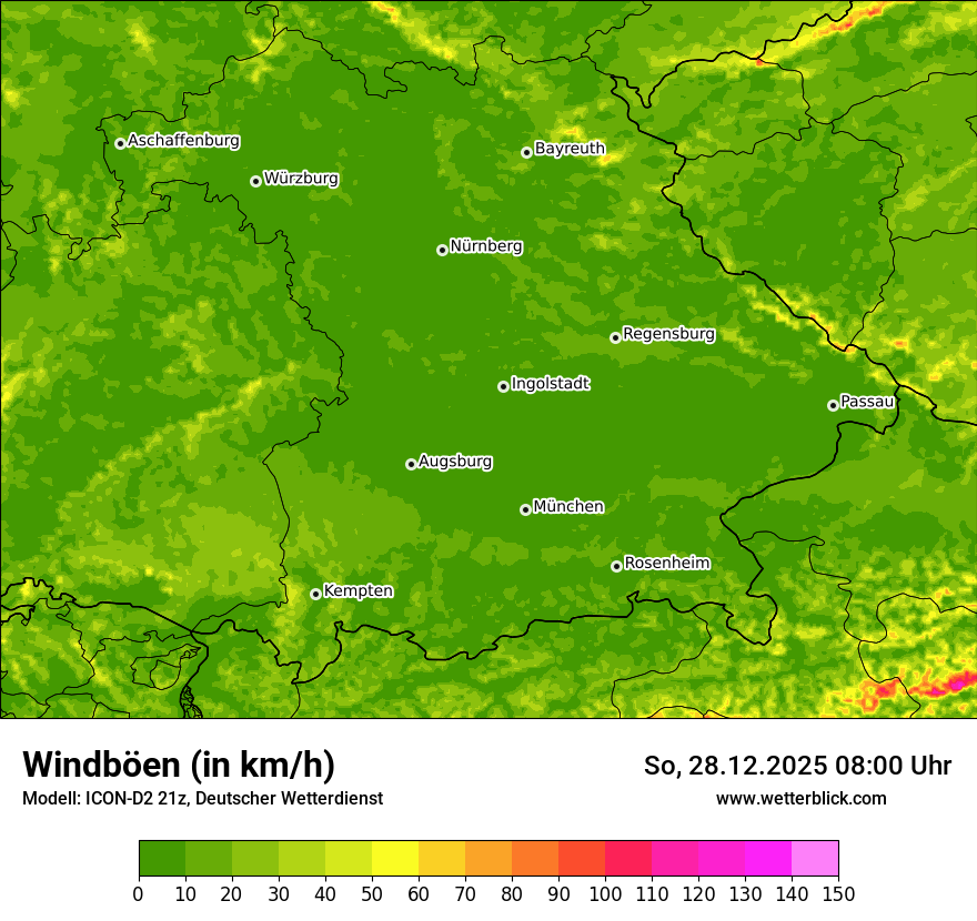 Modellkarten Windgeschwindigkeit