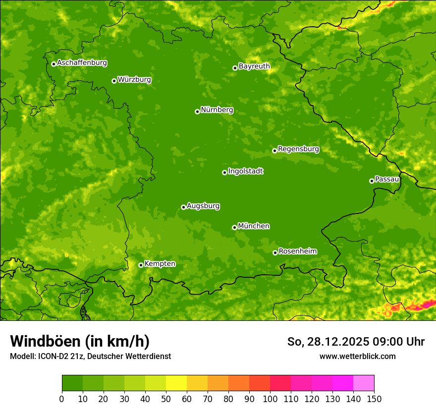 Modellkarten Windgeschwindigkeit