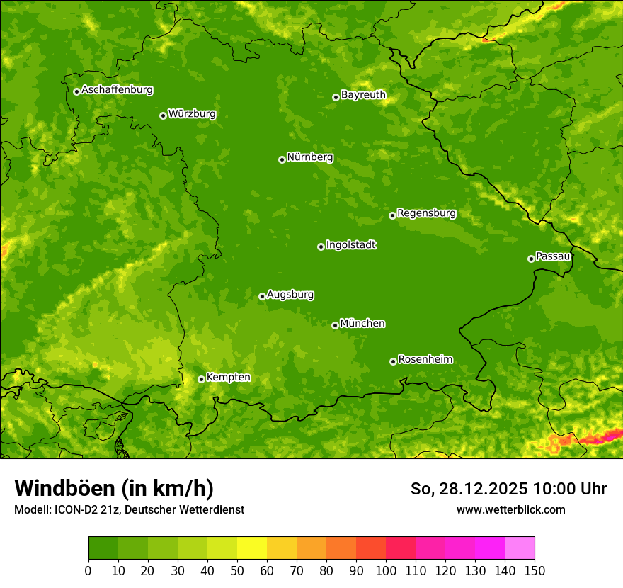 Modellkarten Windgeschwindigkeit