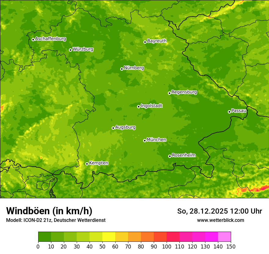 Modellkarten Windgeschwindigkeit