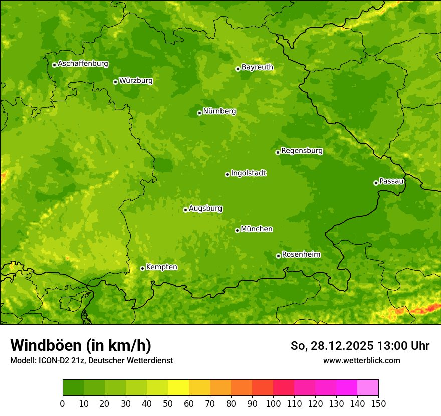 Modellkarten Windgeschwindigkeit