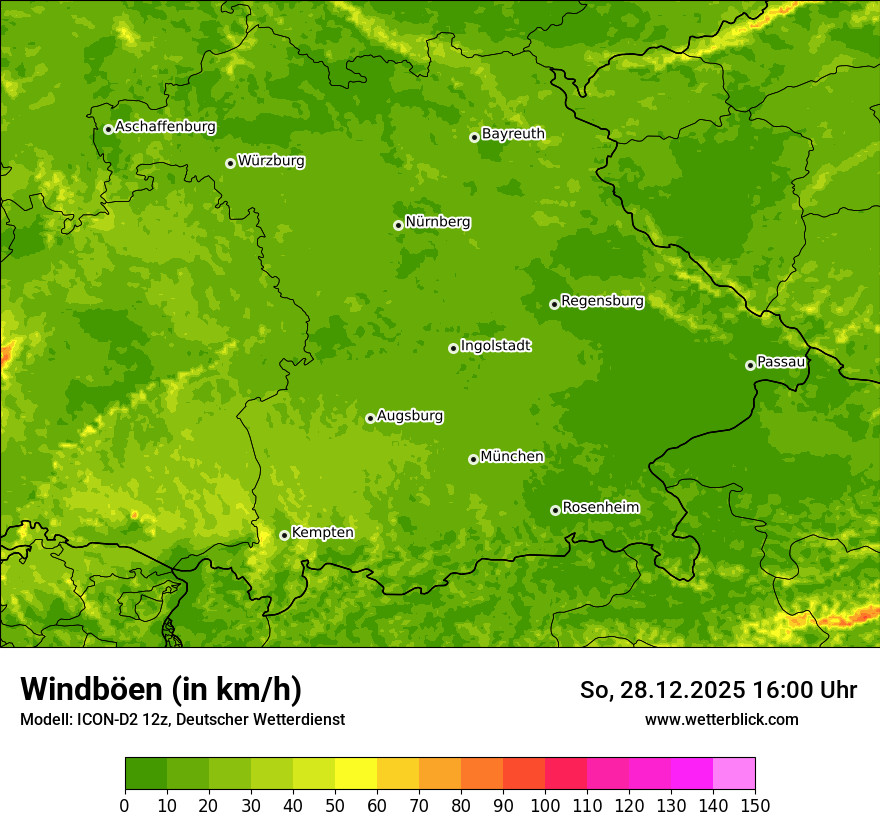 Modellkarten Windgeschwindigkeit