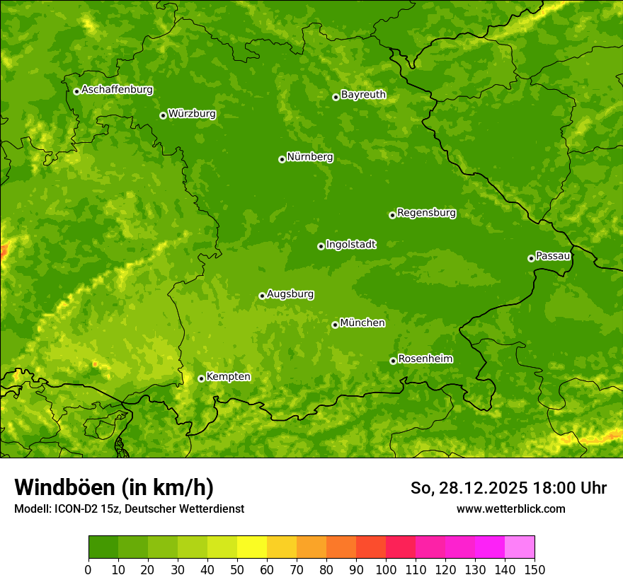 Modellkarten Windgeschwindigkeit