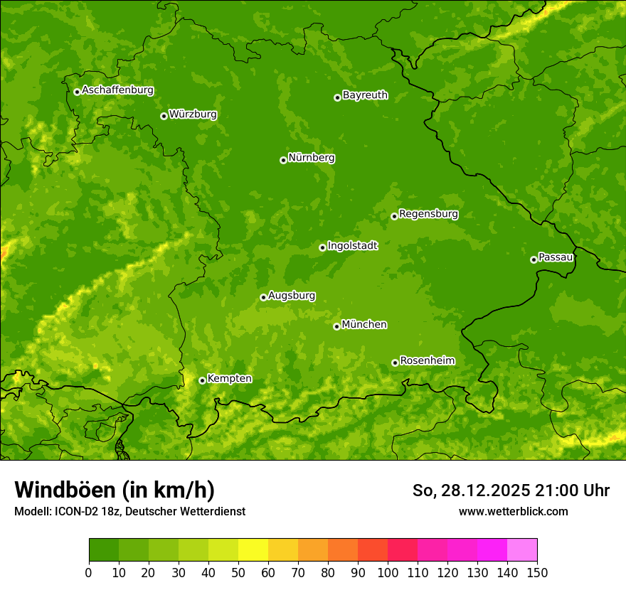 Modellkarten Windgeschwindigkeit