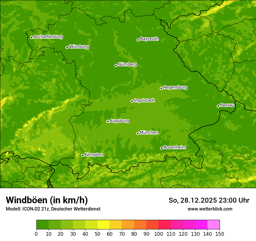 Modellkarten Windgeschwindigkeit