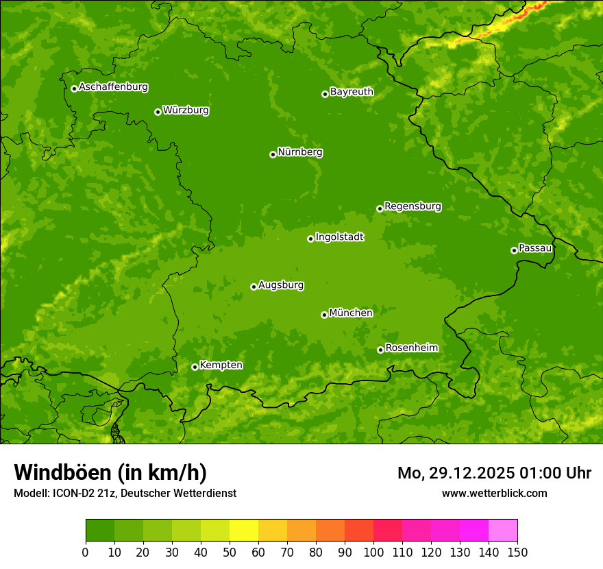 Modellkarten Windgeschwindigkeit