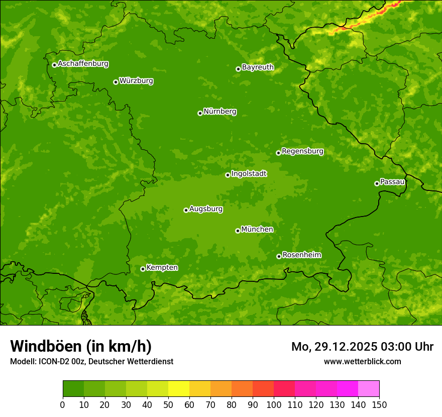 Modellkarten Windgeschwindigkeit