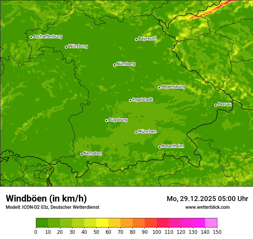 Modellkarten Windgeschwindigkeit