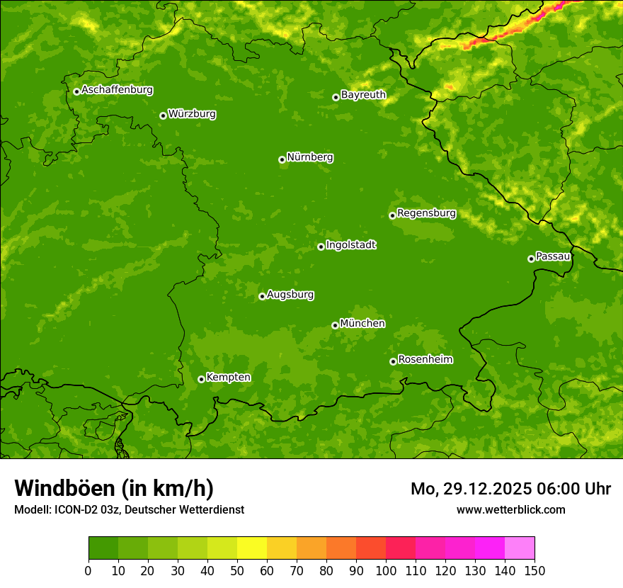 Modellkarten Windgeschwindigkeit