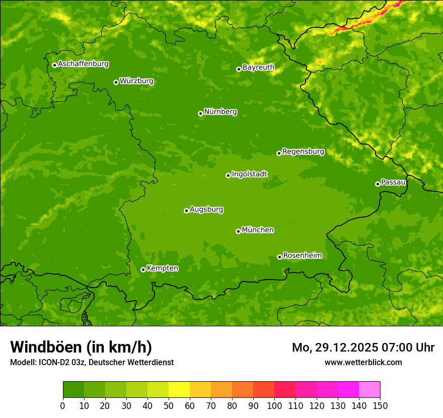 Modellkarten Windgeschwindigkeit