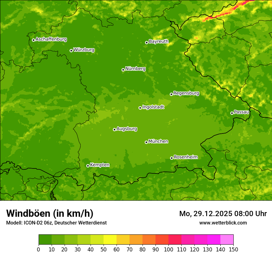 Modellkarten Windgeschwindigkeit