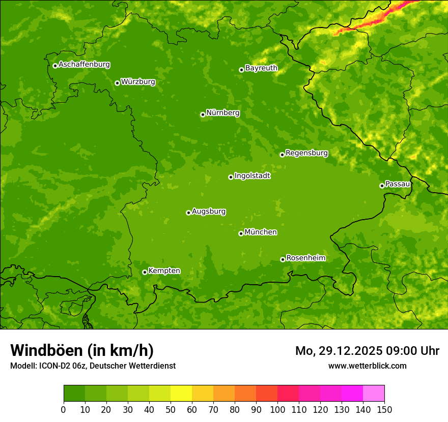 Modellkarten Windgeschwindigkeit