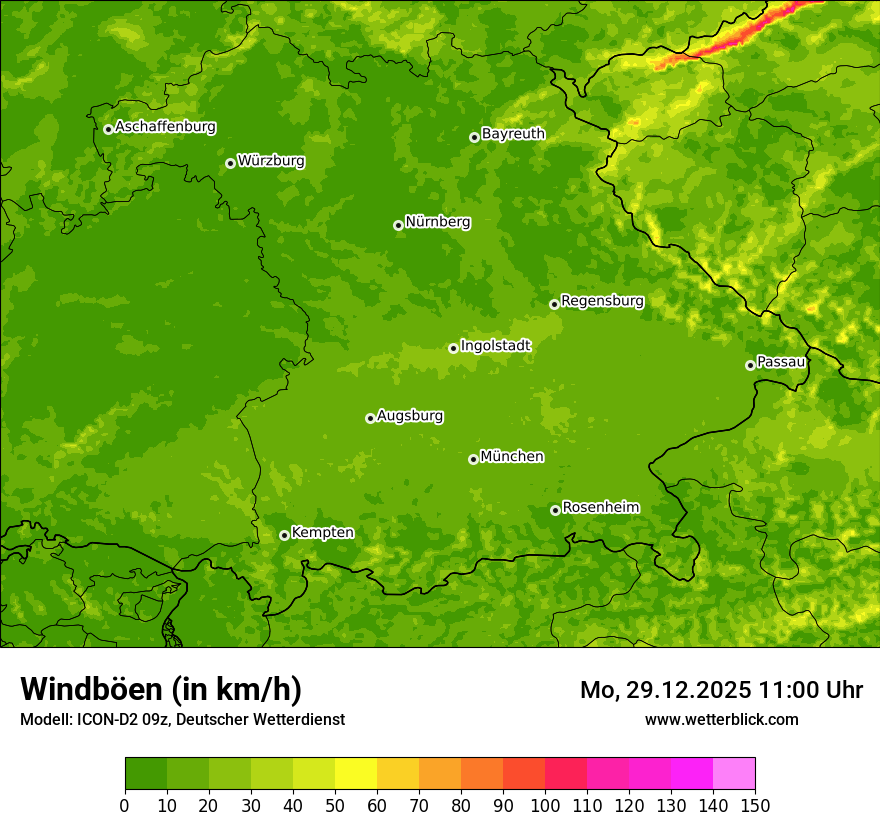 Modellkarten Windgeschwindigkeit