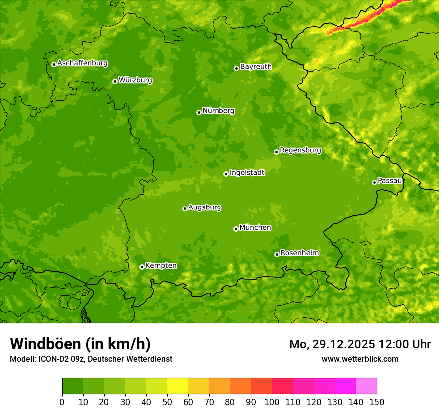 Modellkarten Windgeschwindigkeit