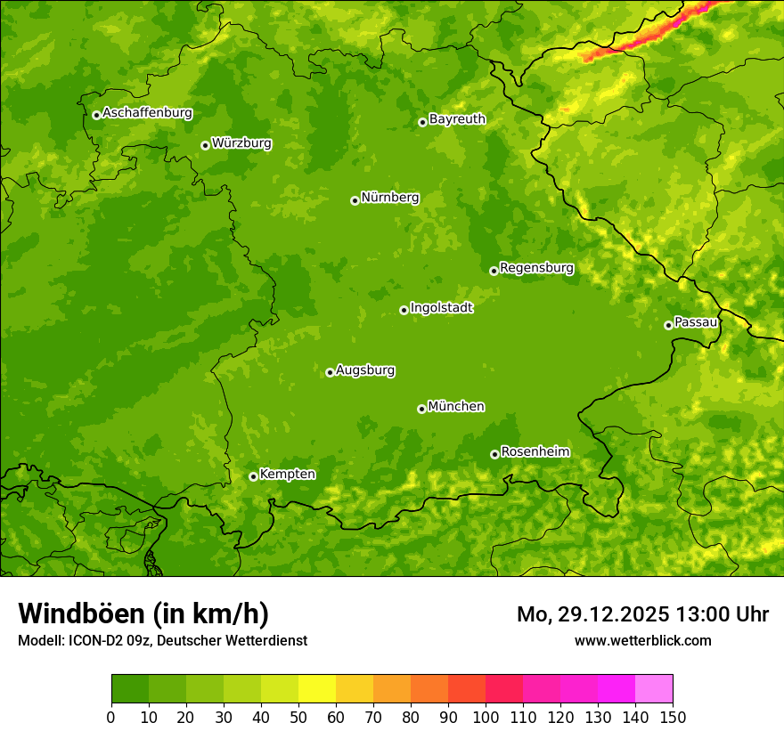 Modellkarten Windgeschwindigkeit