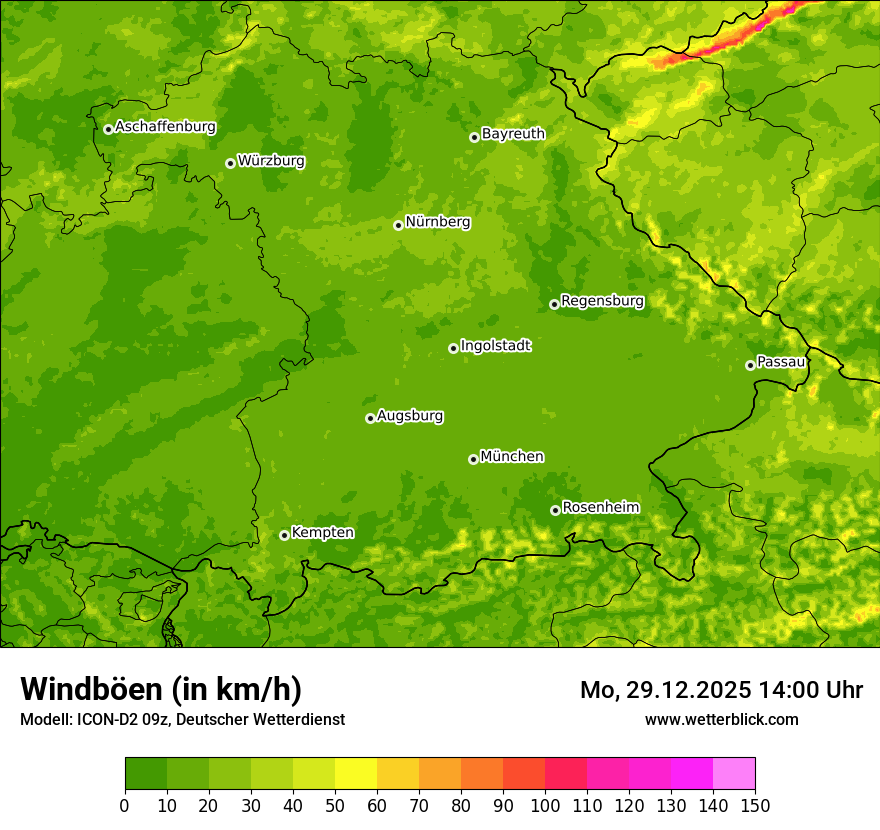 Modellkarten Windgeschwindigkeit