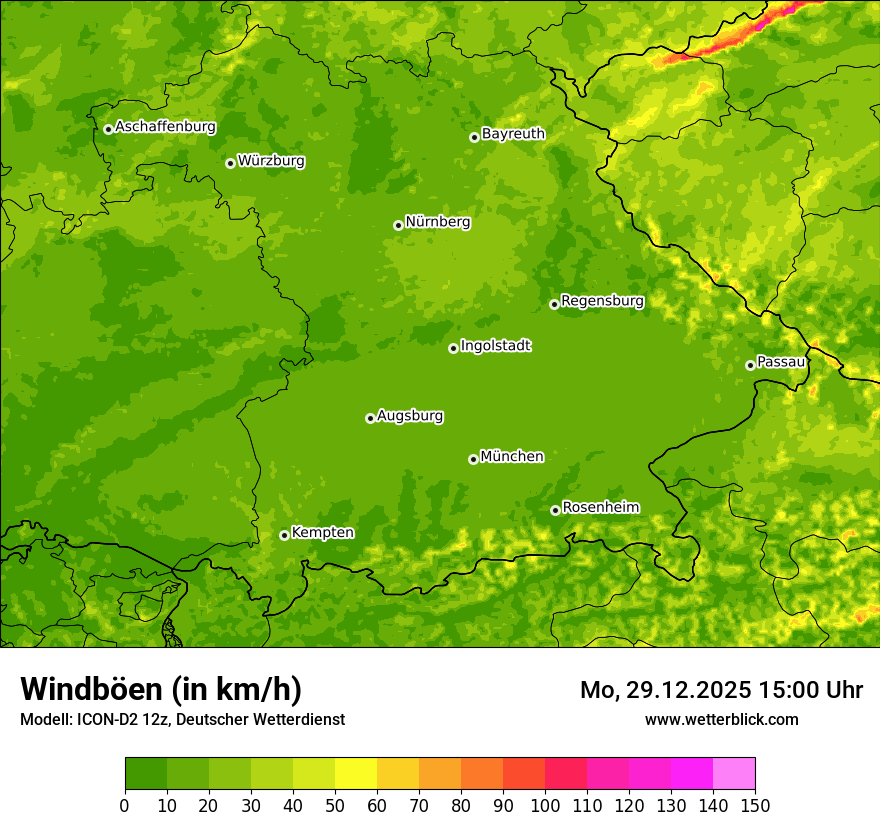 Modellkarten Windgeschwindigkeit