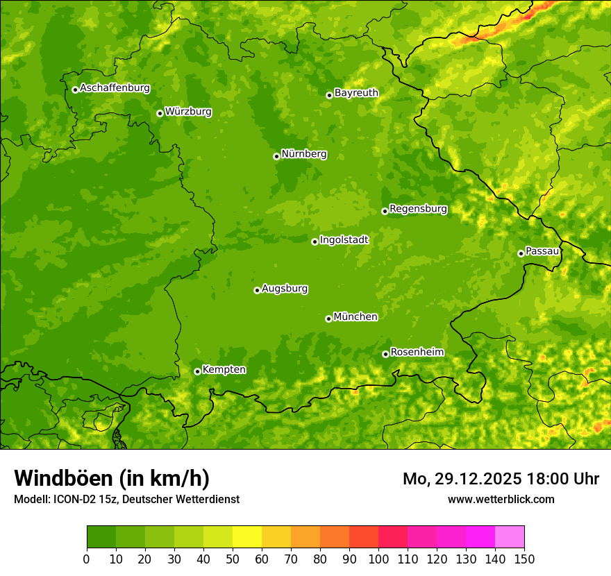 Modellkarten Windgeschwindigkeit