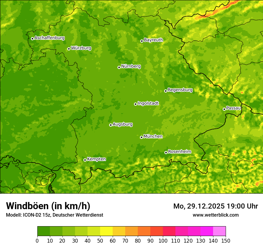 Modellkarten Windgeschwindigkeit