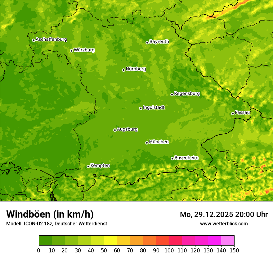 Modellkarten Windgeschwindigkeit