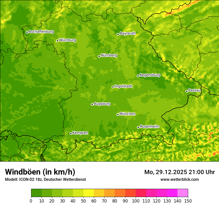 Modellkarten Windgeschwindigkeit