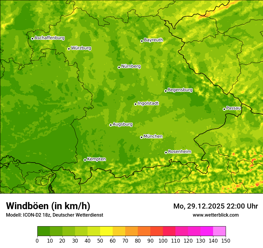 Modellkarten Windgeschwindigkeit
