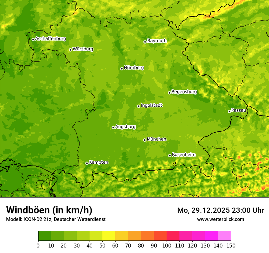 Modellkarten Windgeschwindigkeit