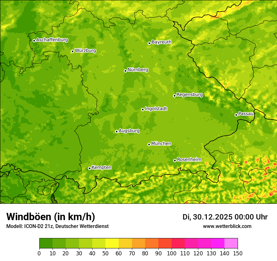Modellkarten Windgeschwindigkeit
