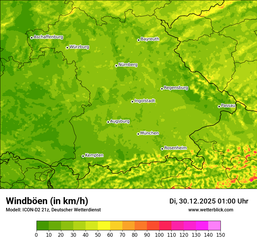 Modellkarten Windgeschwindigkeit