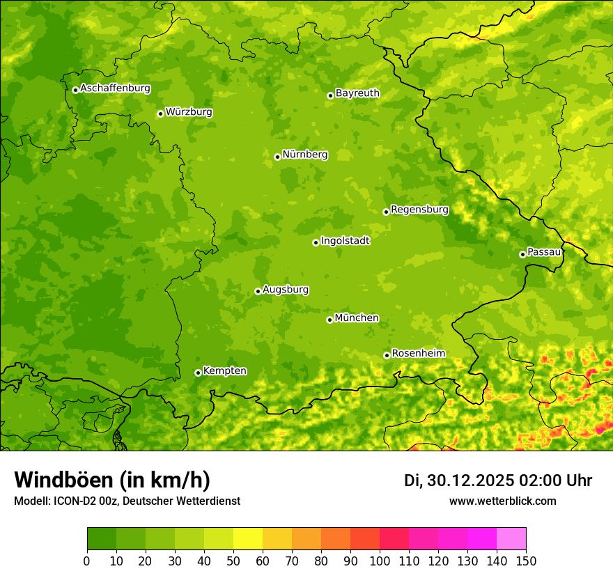 Modellkarten Windgeschwindigkeit