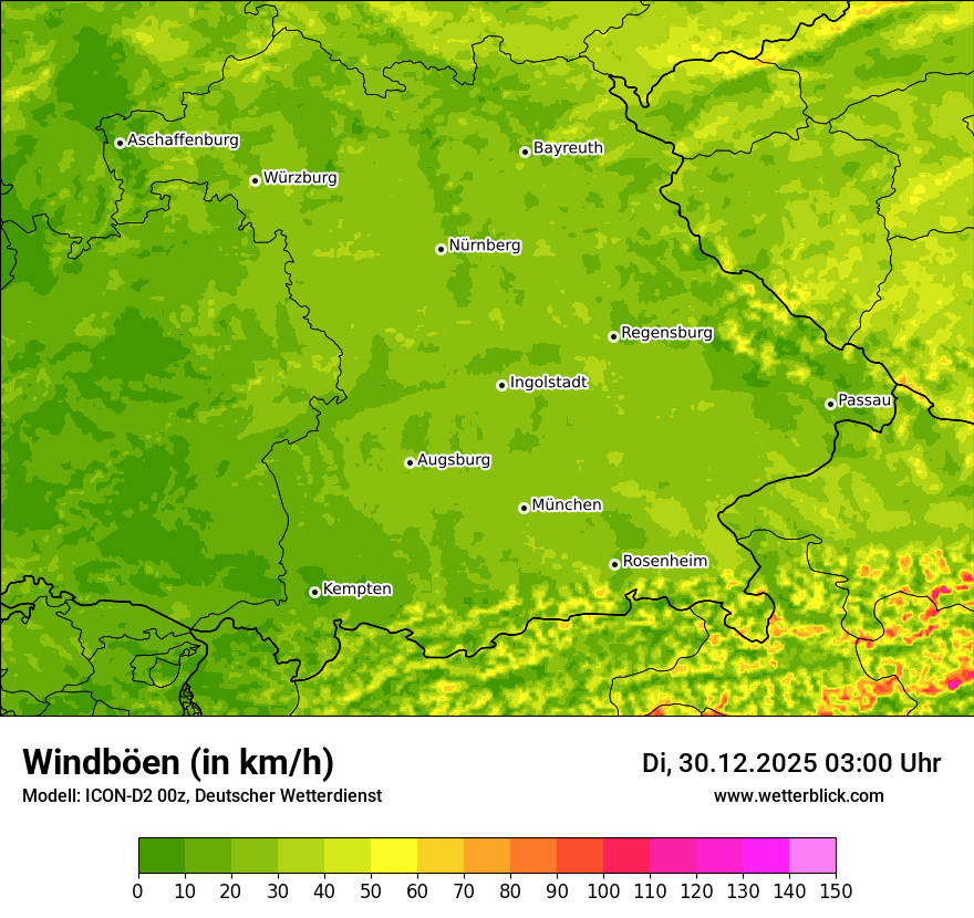 Modellkarten Windgeschwindigkeit