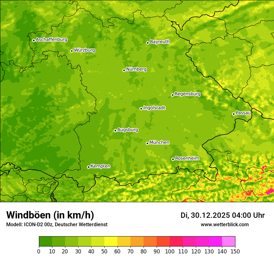 Modellkarten Windgeschwindigkeit
