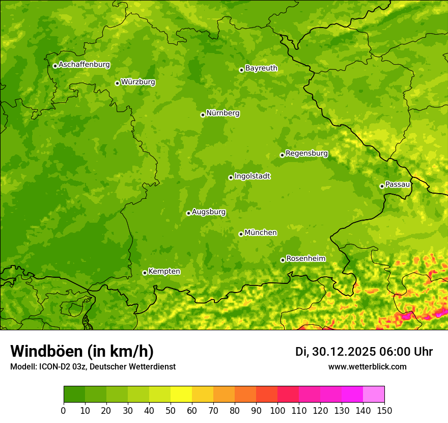 Modellkarten Windgeschwindigkeit