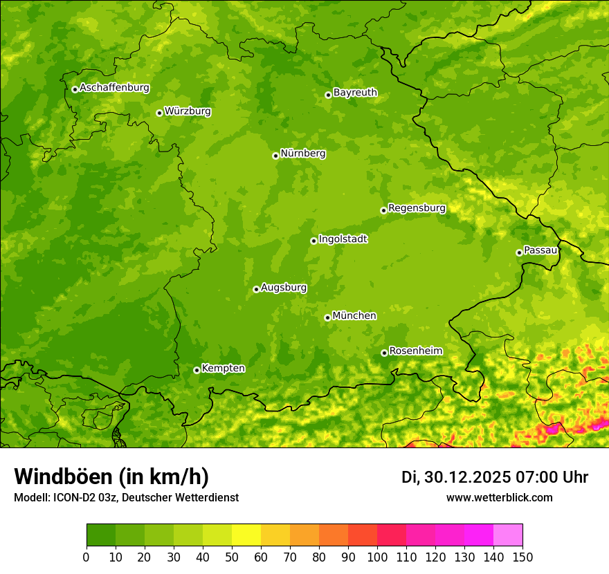 Modellkarten Windgeschwindigkeit