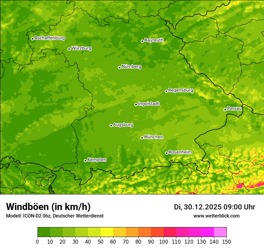 Modellkarten Windgeschwindigkeit