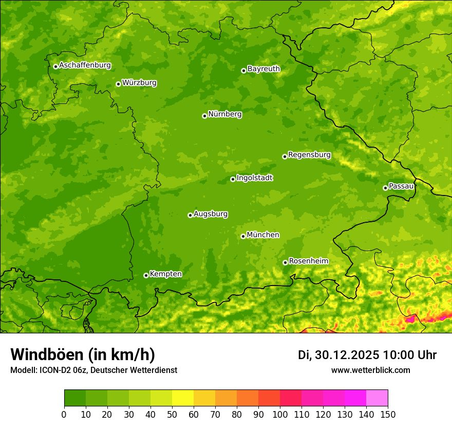 Modellkarten Windgeschwindigkeit