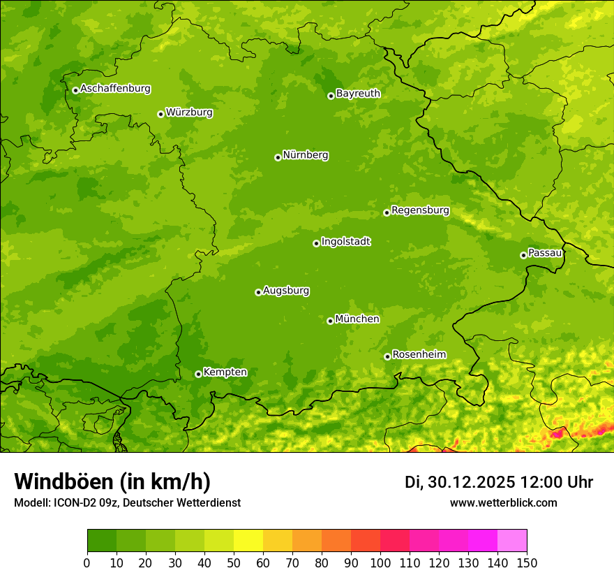 Modellkarten Windgeschwindigkeit