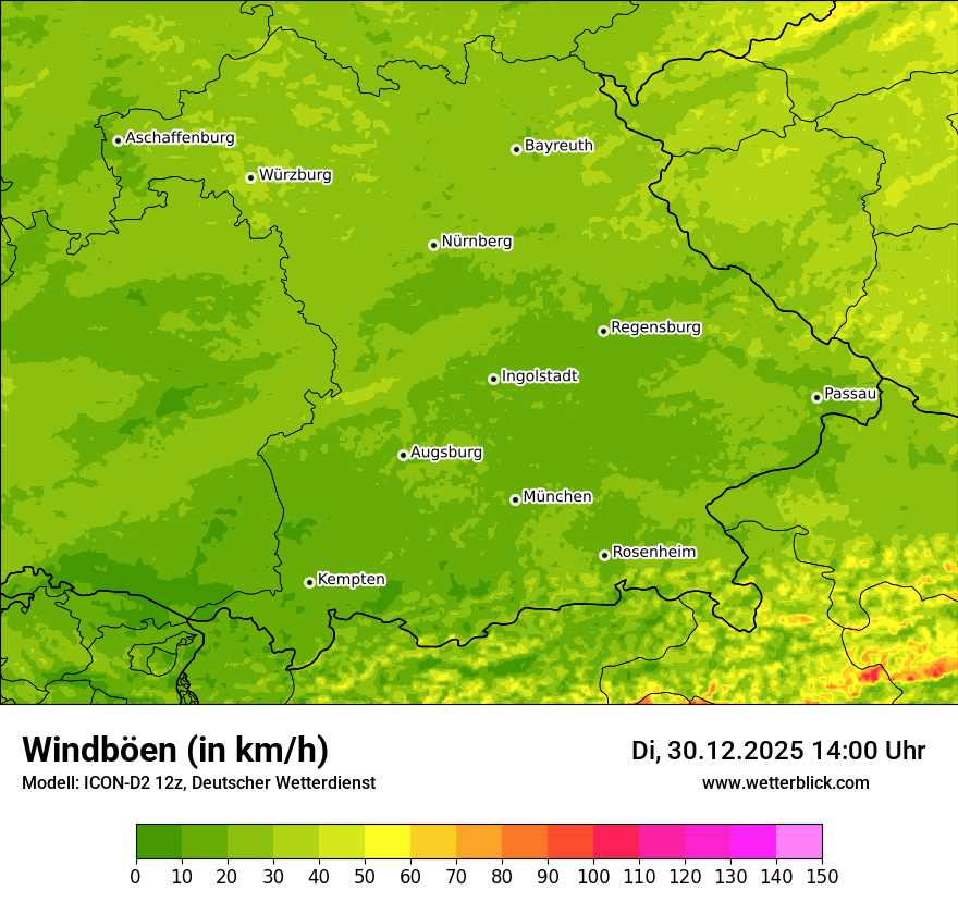 Modellkarten Windgeschwindigkeit