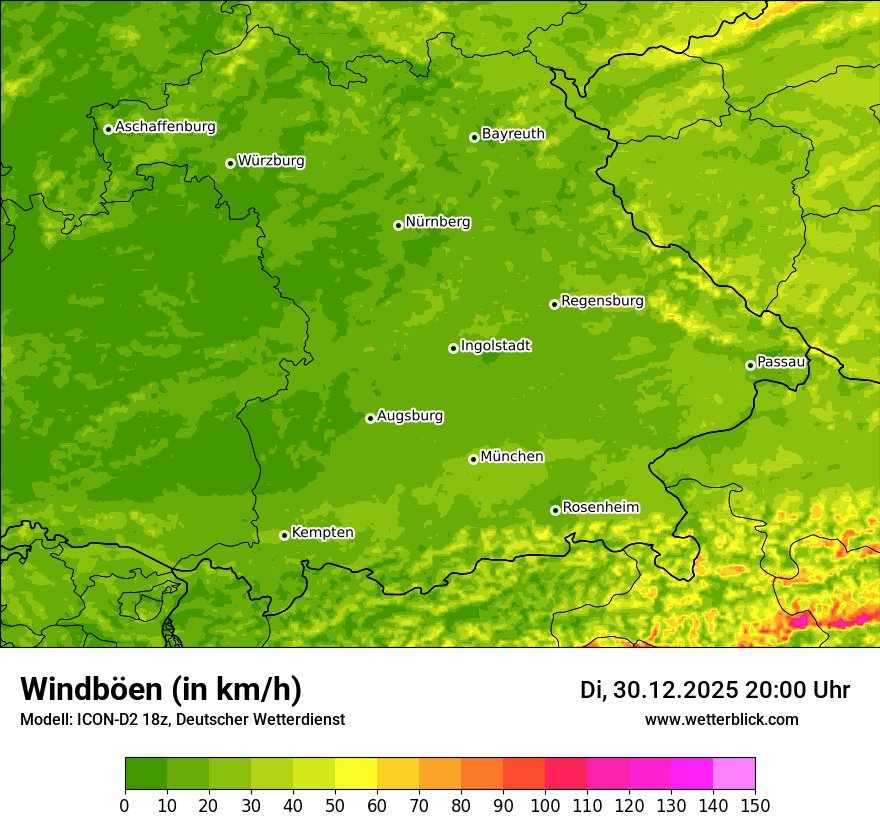 Modellkarten Windgeschwindigkeit