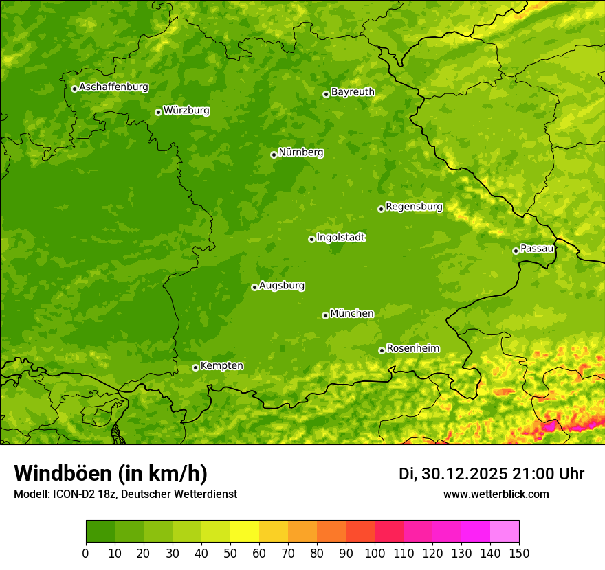 Modellkarten Windgeschwindigkeit
