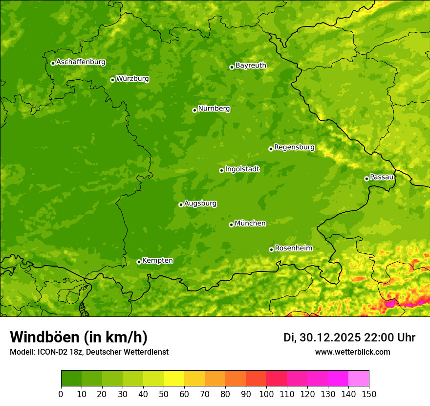 Modellkarten Windgeschwindigkeit